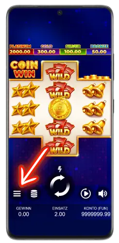 Gehen Sie zu Coin Win Slot und klicken Sie auf das Menü