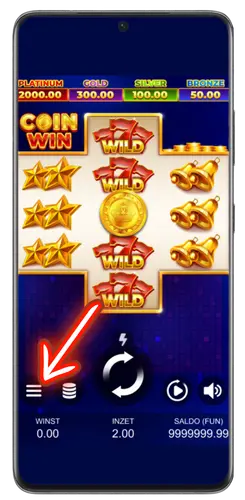 Ga naar Coin Win Slot en klik op het menu.