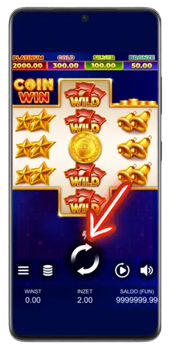 Klik in het Coin Win Slot op de knop om de ronde te spelen.